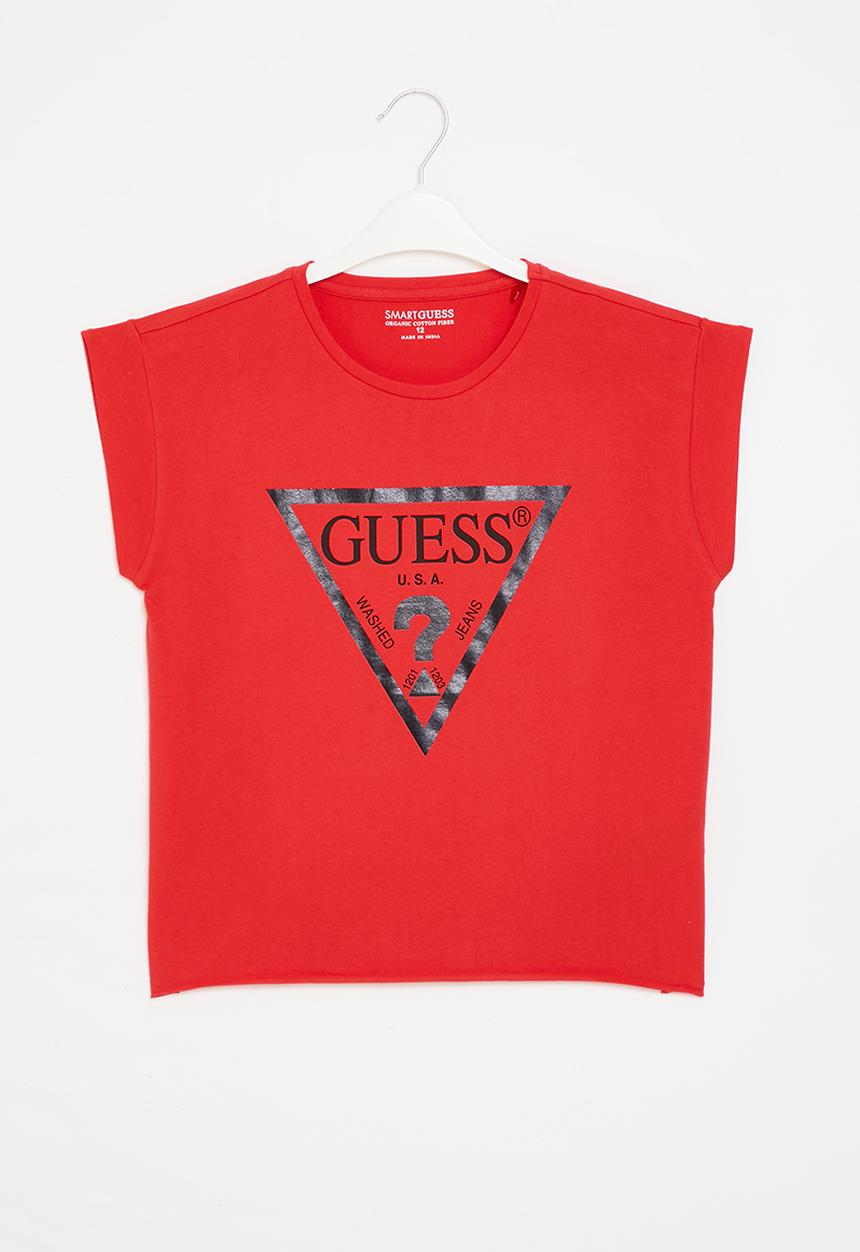 GUESS - Cropped short sleeve t-shirt core - necessary red