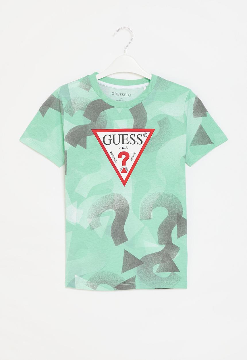 GUESS - Short sleeve t-shirt - geometric logo azure