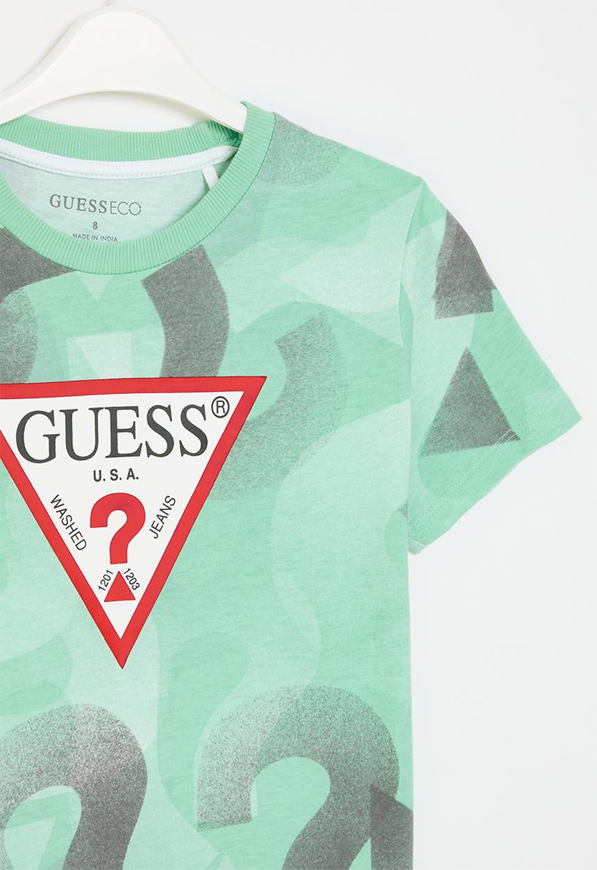 GUESS - Short sleeve t-shirt - geometric logo azure