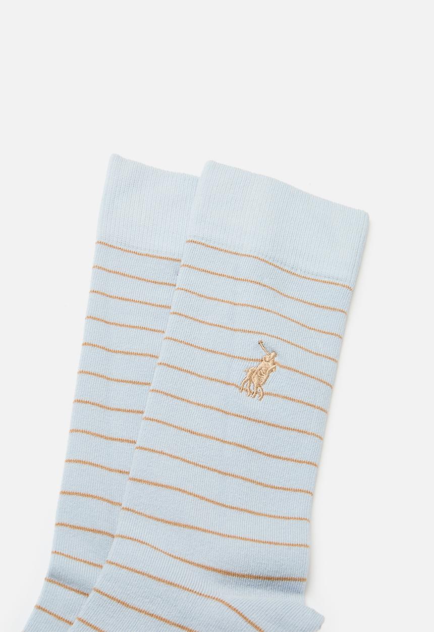 POLO - Stripe crew sock - blue grey & brown