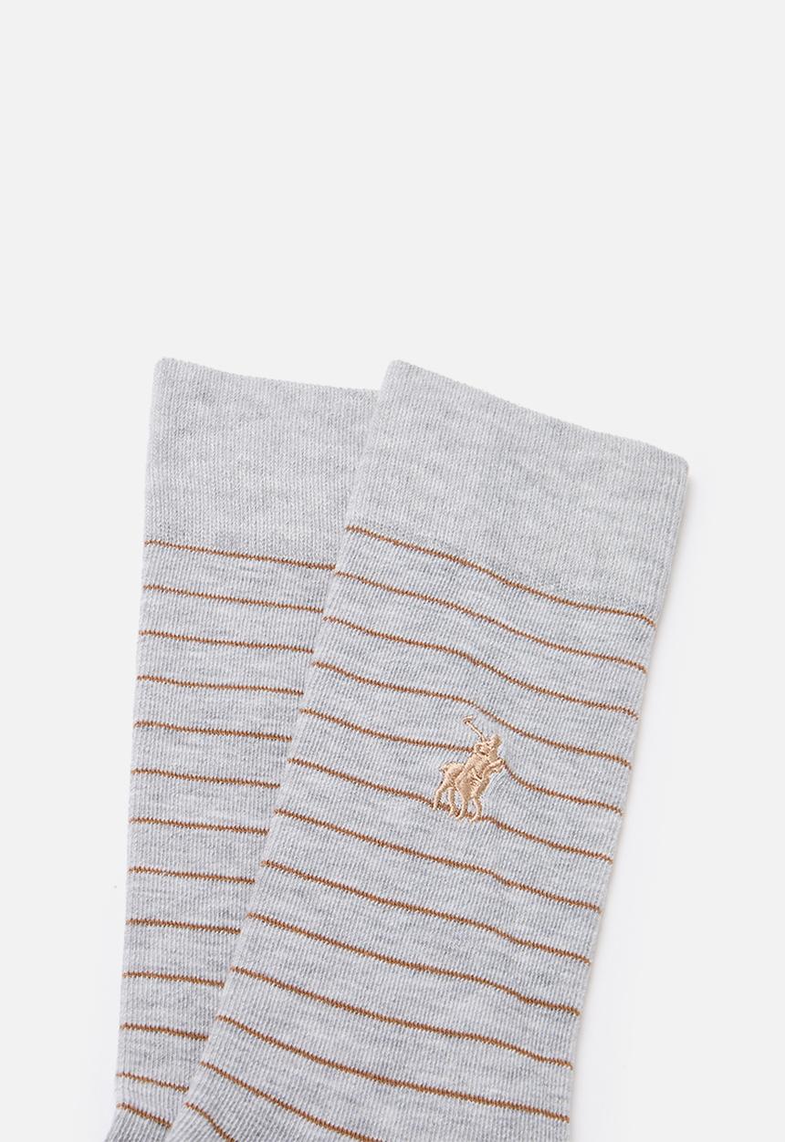 POLO - Stripe crew sock - grey & brown