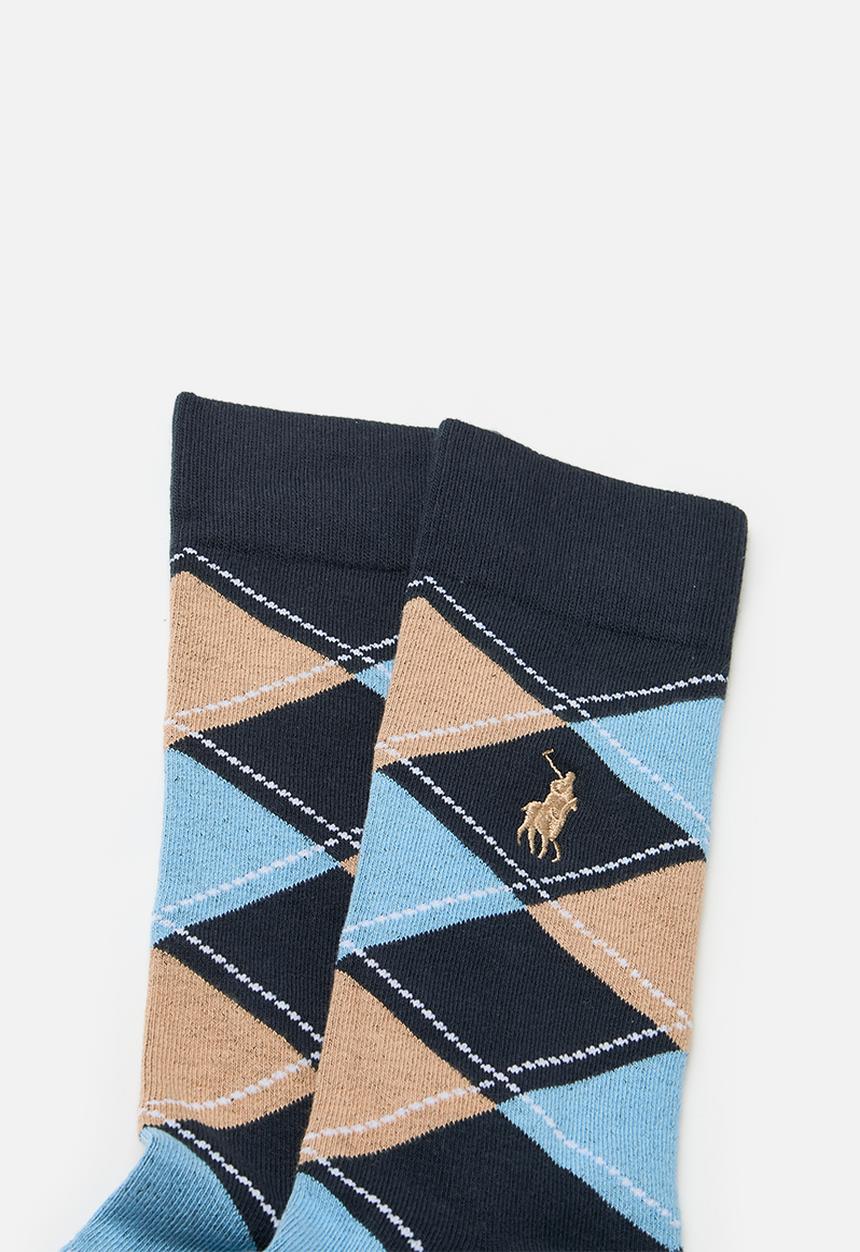 POLO - Argyle anklets - Navy & Taupe