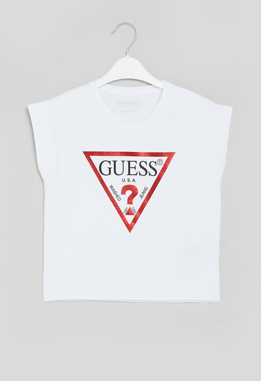 GUESS - Cropped short sleeve t-shirt core - true white