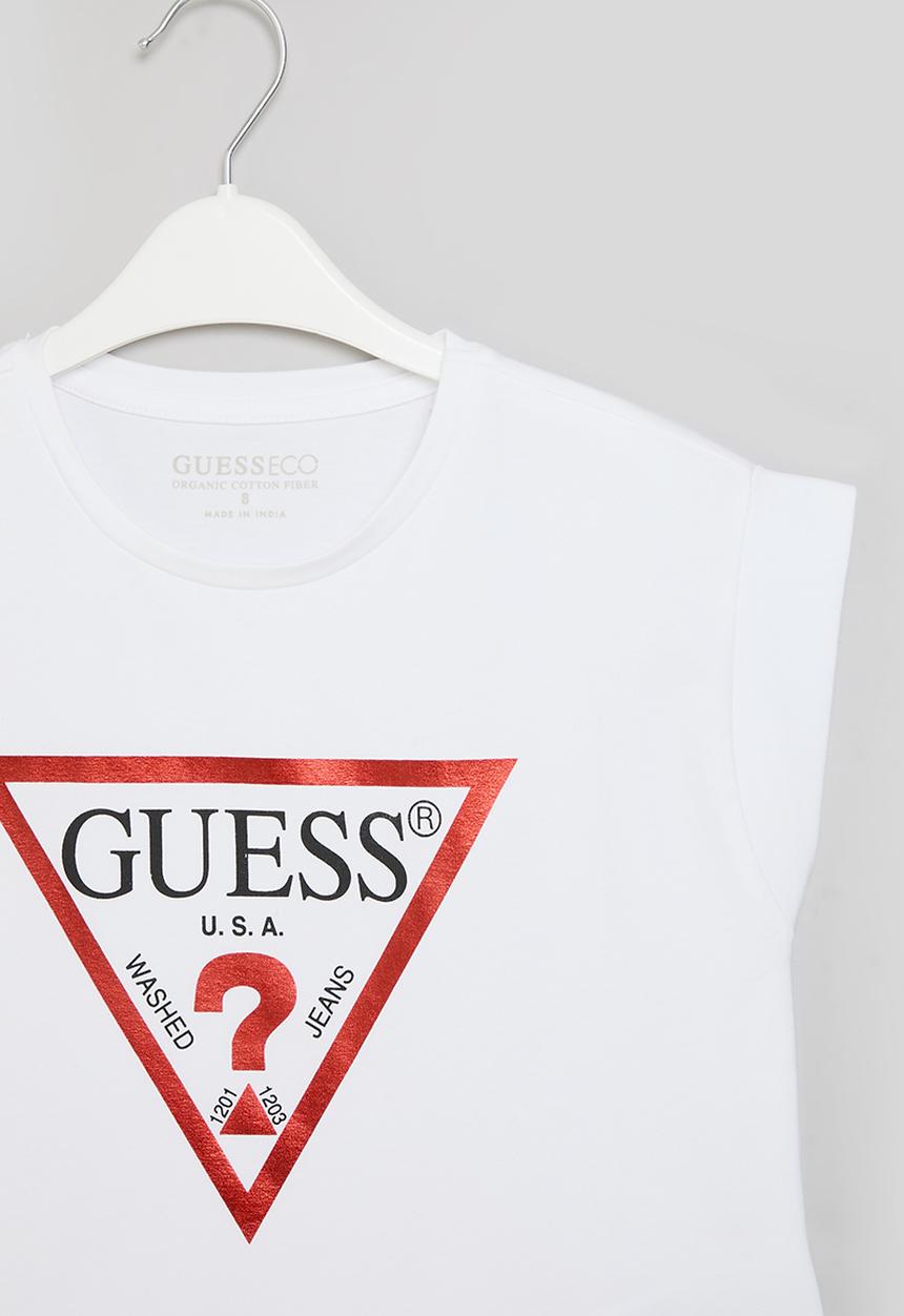 GUESS - Cropped short sleeve t-shirt core - true white
