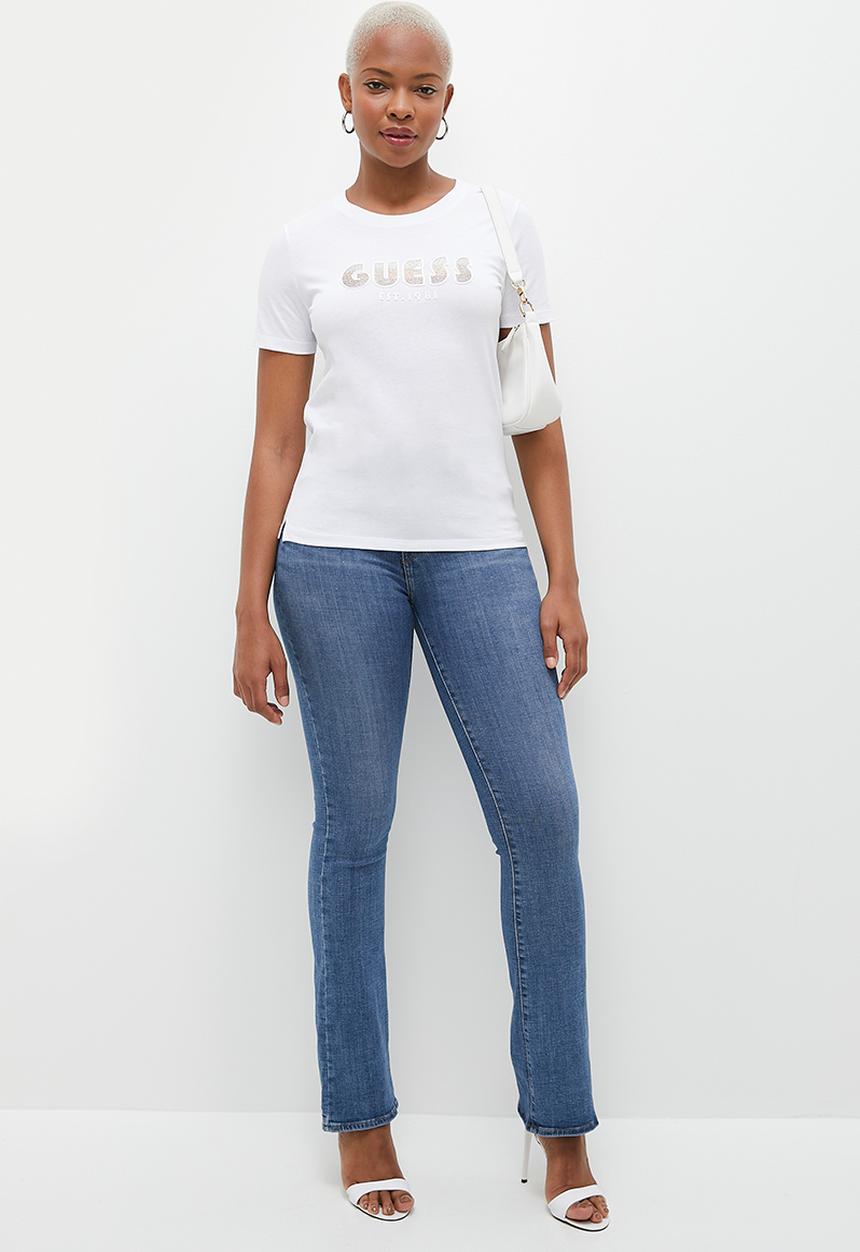 GUESS - Short sleeve cn shaded logo tee - pure white