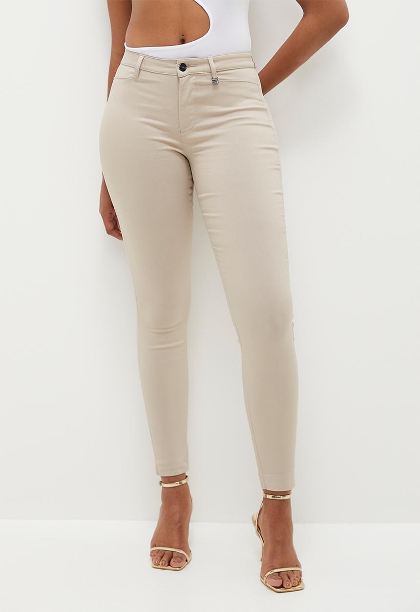 SISSY BOY - Reece: Mid Waist Skinny Leg - Stone
