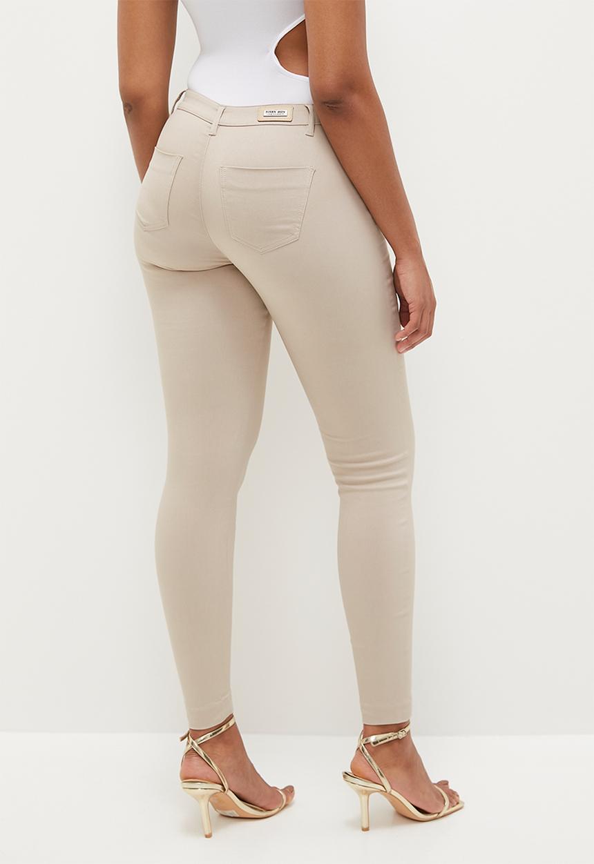 SISSY BOY - Reece: Mid Waist Skinny Leg - Stone