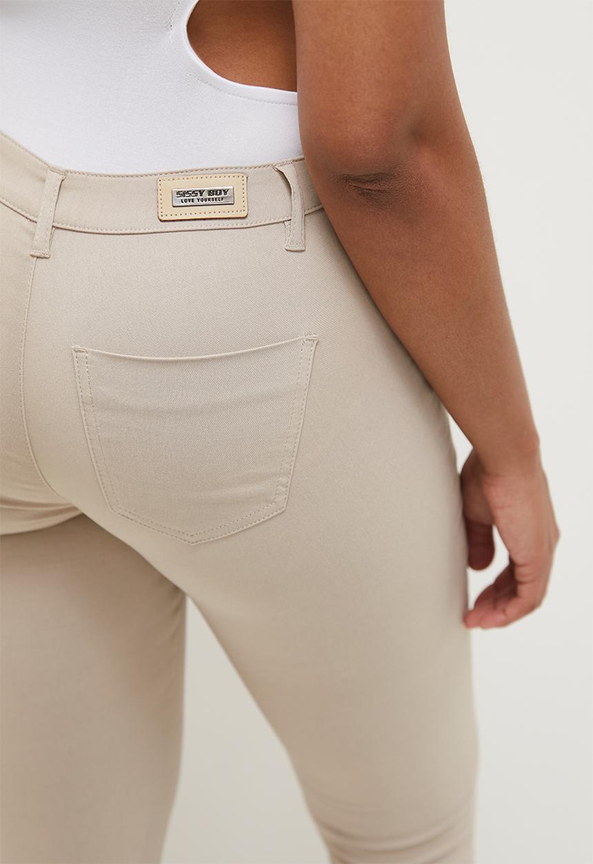 SISSY BOY - Reece: Mid Waist Skinny Leg - Stone