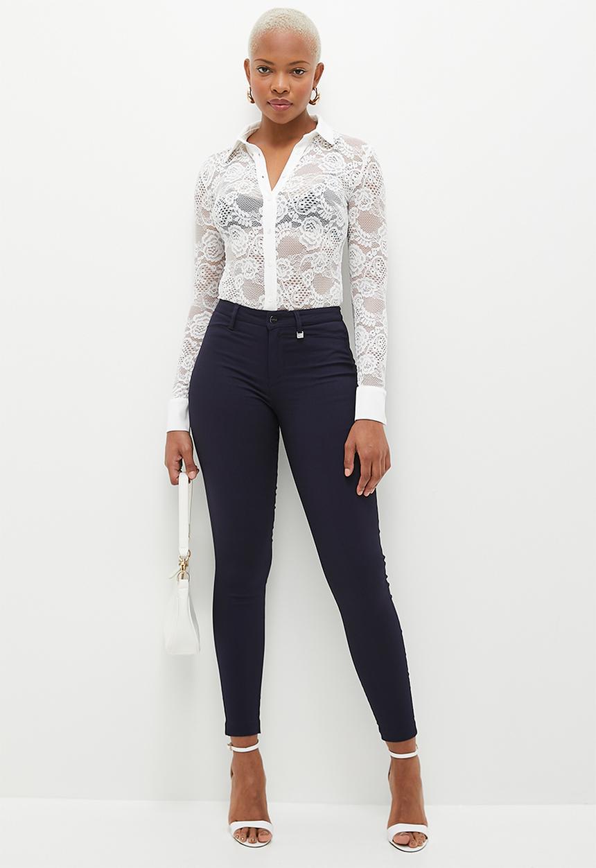 SISSY BOY - Sweet Melody: Long sleeve Lace Top With Collar - White