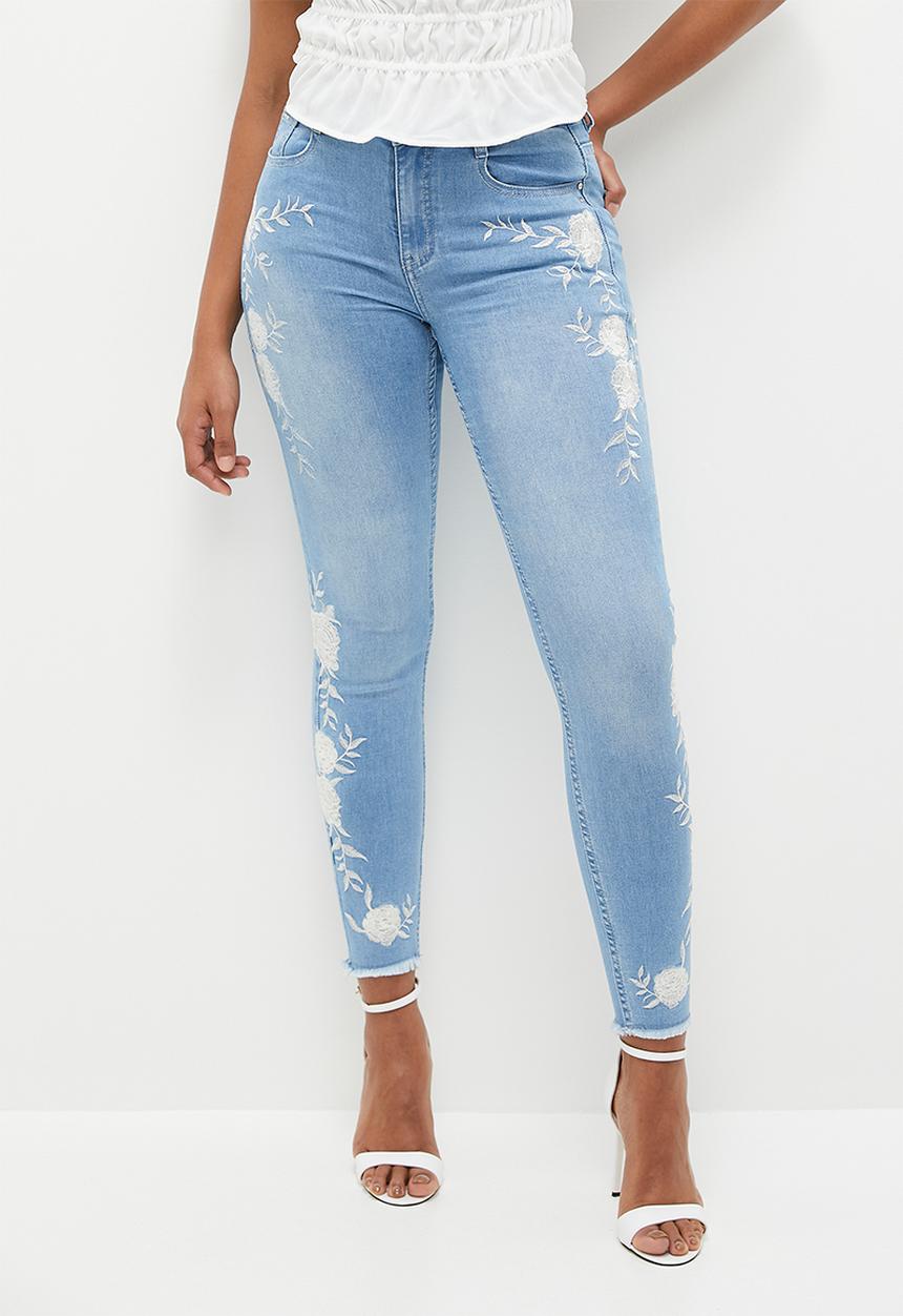 SISSY BOY - Axel skinny with side seam embroidery - Light Vintage