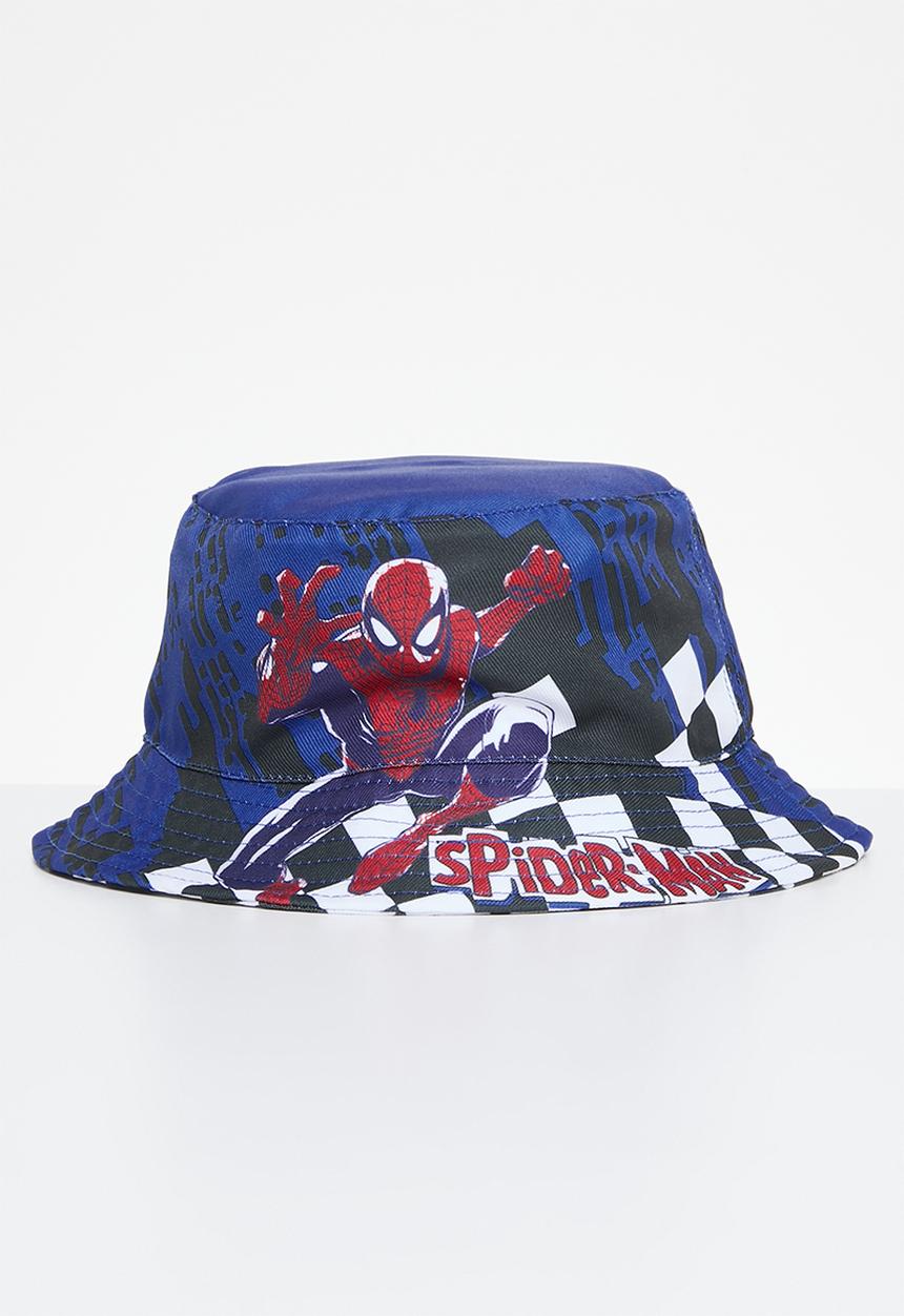 Pop Candy - Spiderman checker non reversible bucket hat - blue & check
