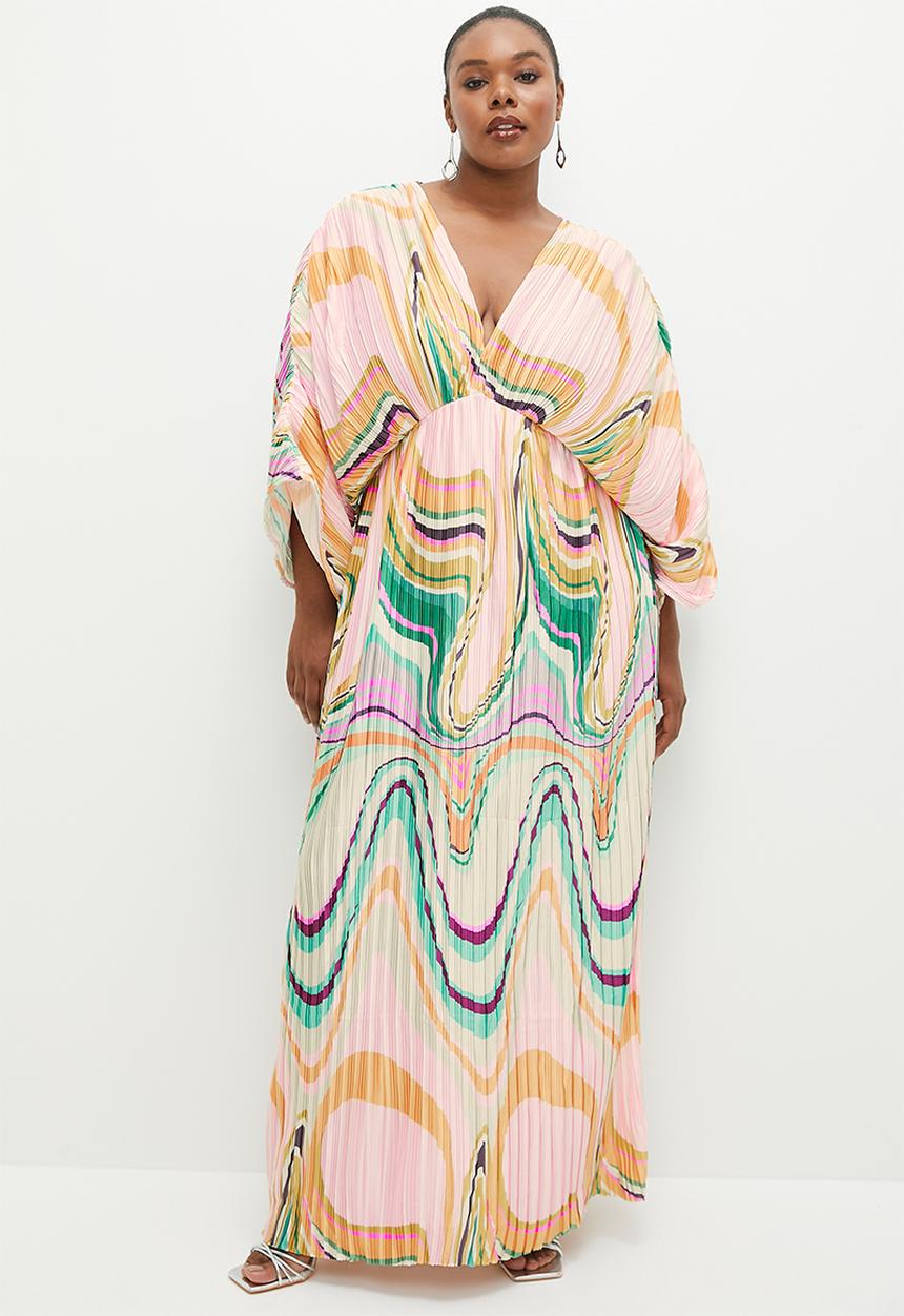 VELVET - Pleated dolman sleeve maxi dress - multi