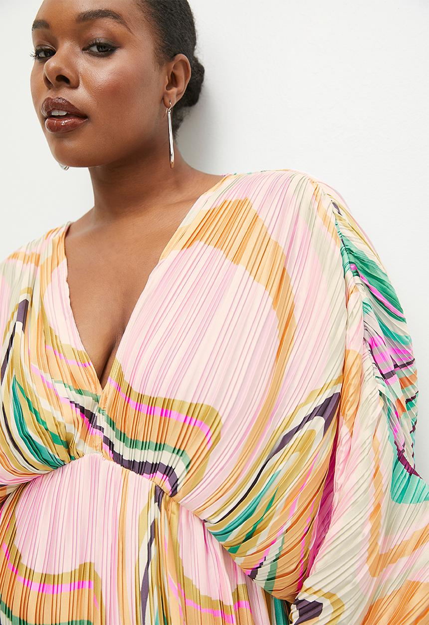 VELVET - Pleated dolman sleeve maxi dress - multi
