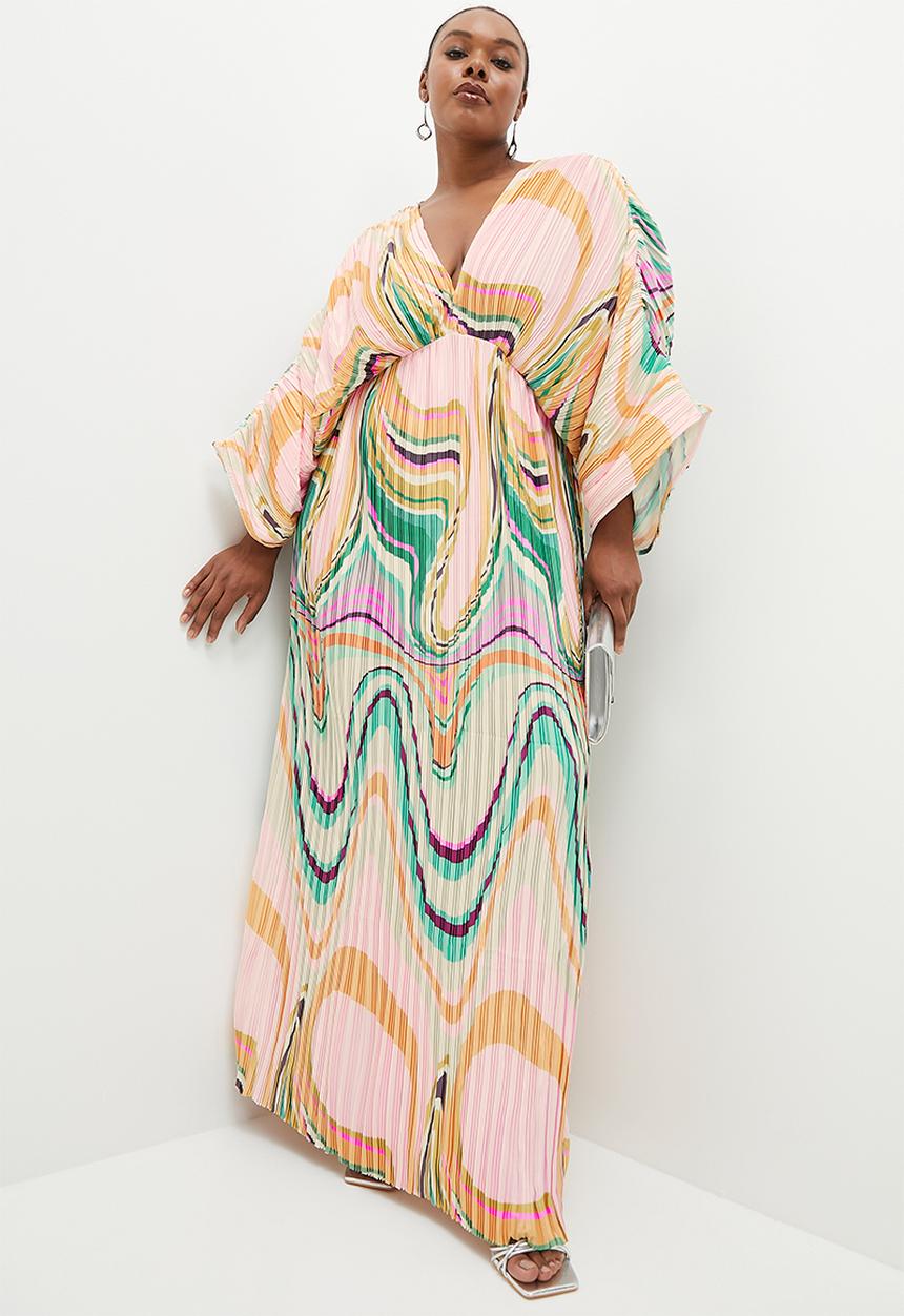 VELVET - Pleated dolman sleeve maxi dress - multi