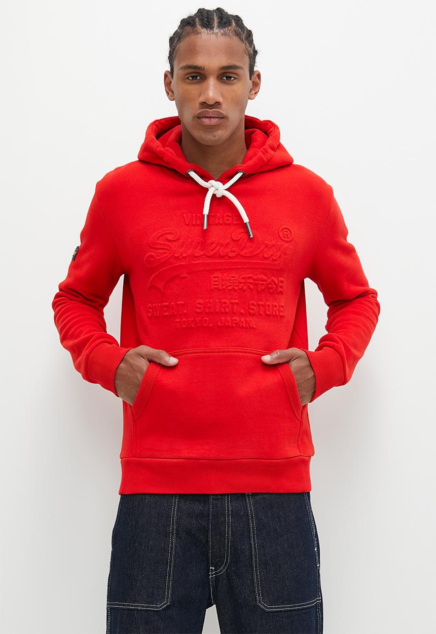 Superdry. - Embossed vl hoodie - Risk Red