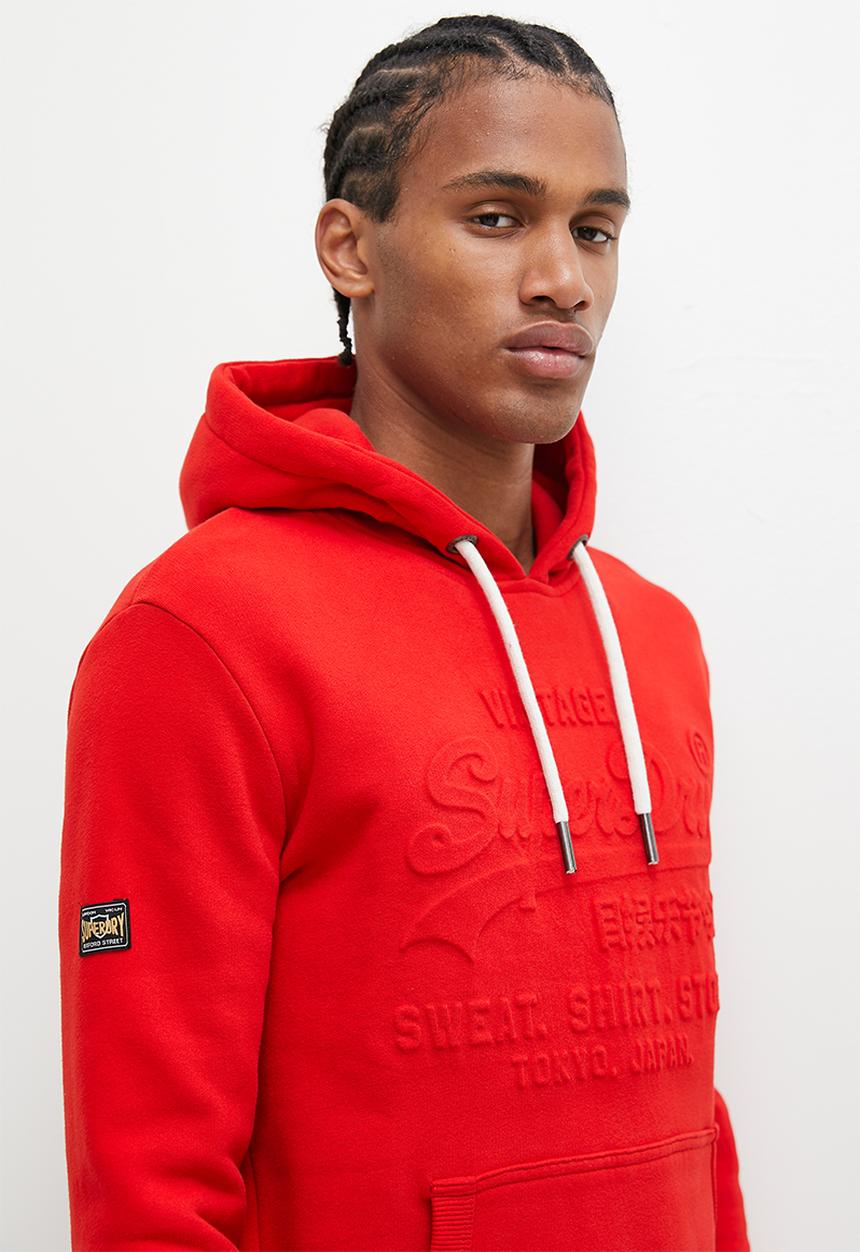 Superdry. - Embossed vl hoodie - Risk Red