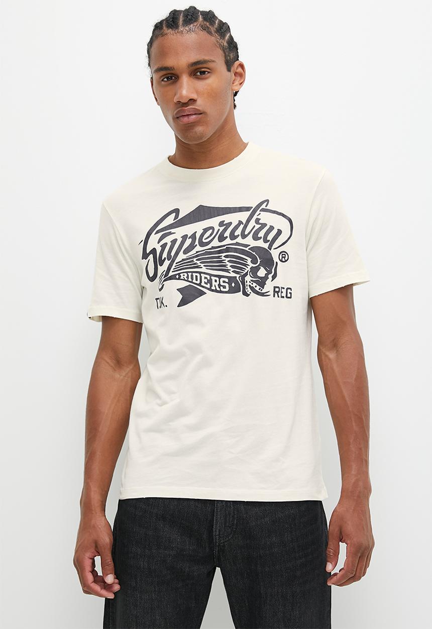 Superdry. - Retro rock graphic T-shirt - Cream