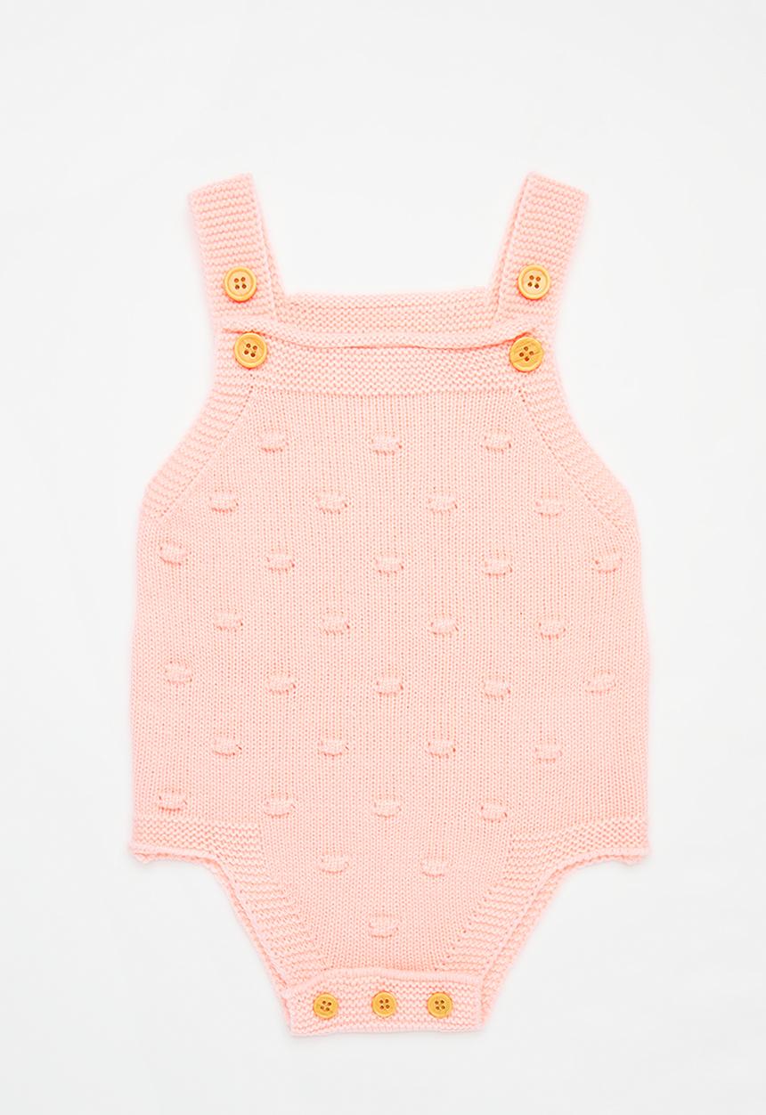 Pop Candy - Button detail knitted romper - pink