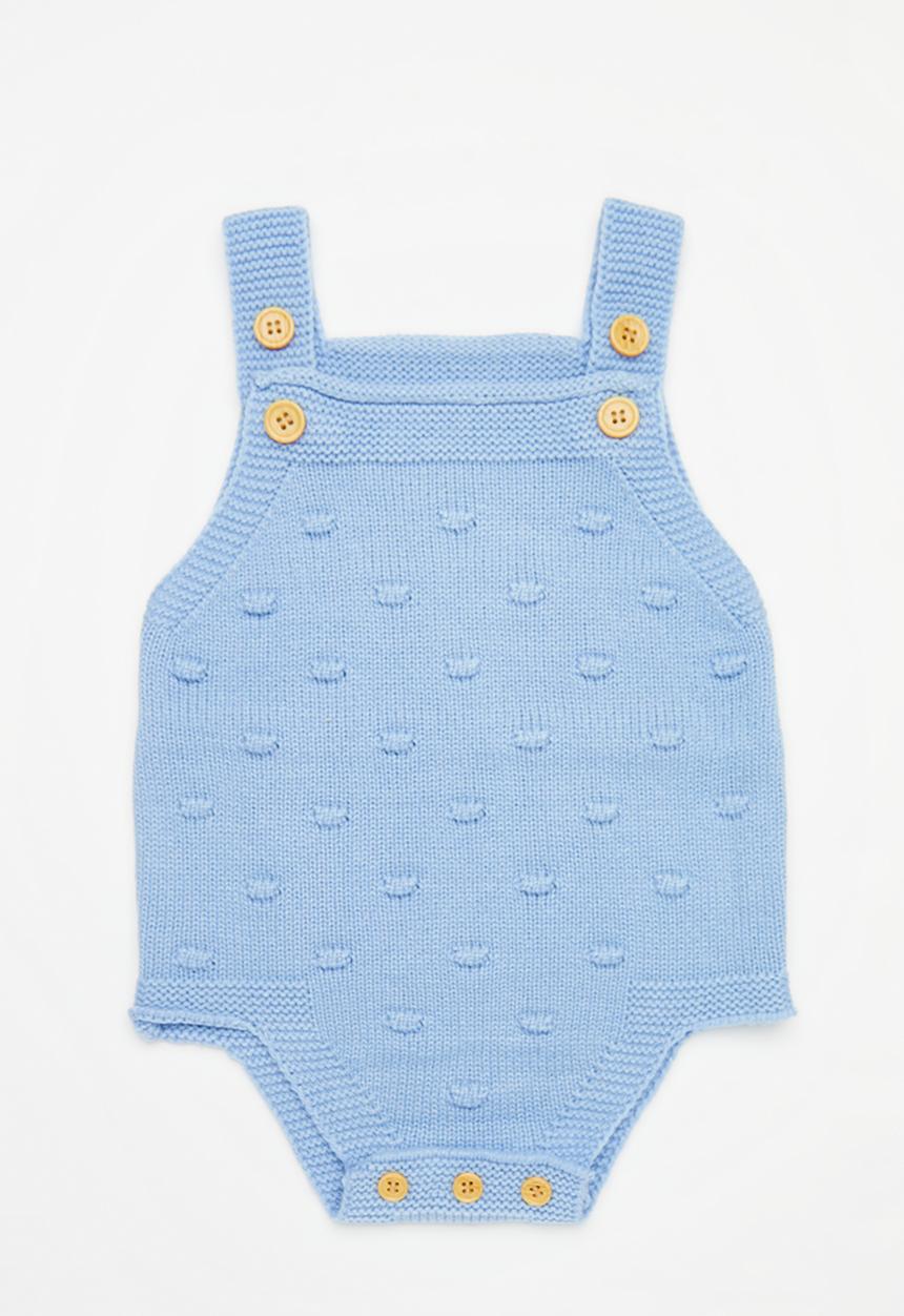 Pop Candy - Button detail knitted romper - blue