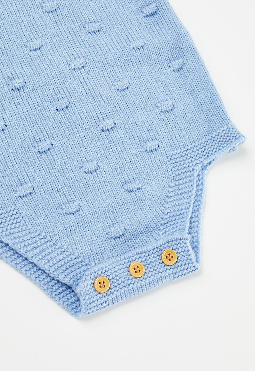 Pop Candy - Button detail knitted romper - blue