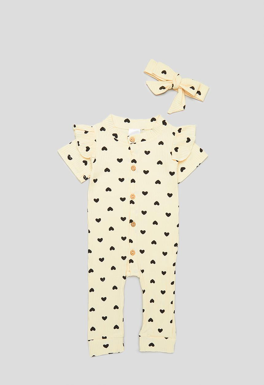 Pop Candy - Baby romper & headband set - cream