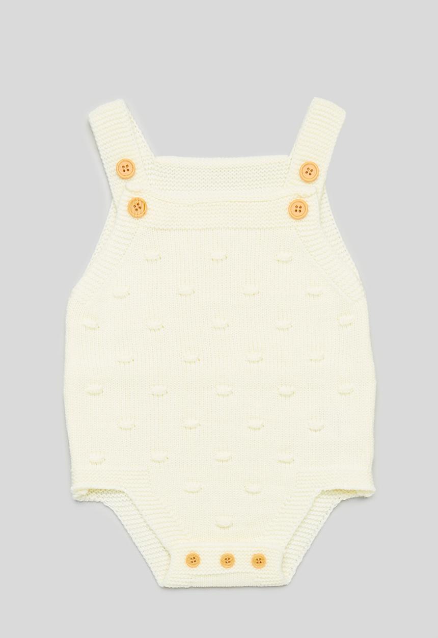 Pop Candy - Button detail knitted romper - beige