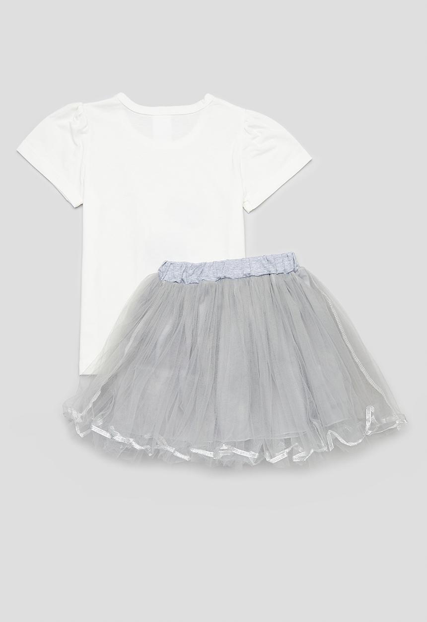 Pop Candy - Skirt and tee set - grey & white