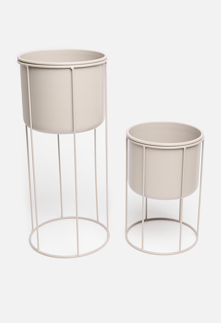 H&S - Aria planter set of 2 - sand brown
