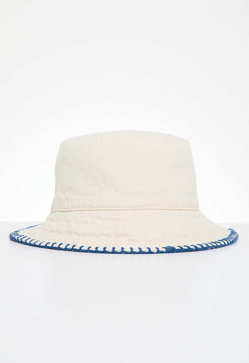 Rubi - Billie Bucket Hat - blue stitch & ecru
