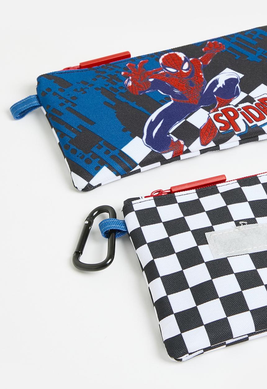 Pop Candy - Spiderman checker 2 layer pencil bag - blue