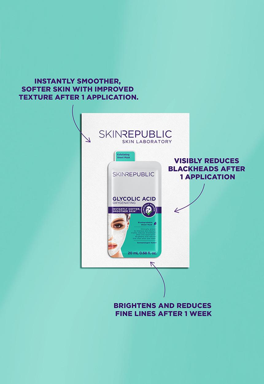 Skin Republic - Glycolic Acid Oxygenating Face Sheet Mask