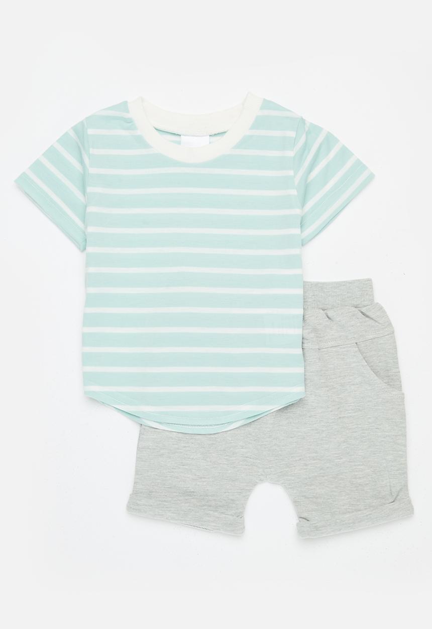 Pop Candy - Striped tee and short set - multi