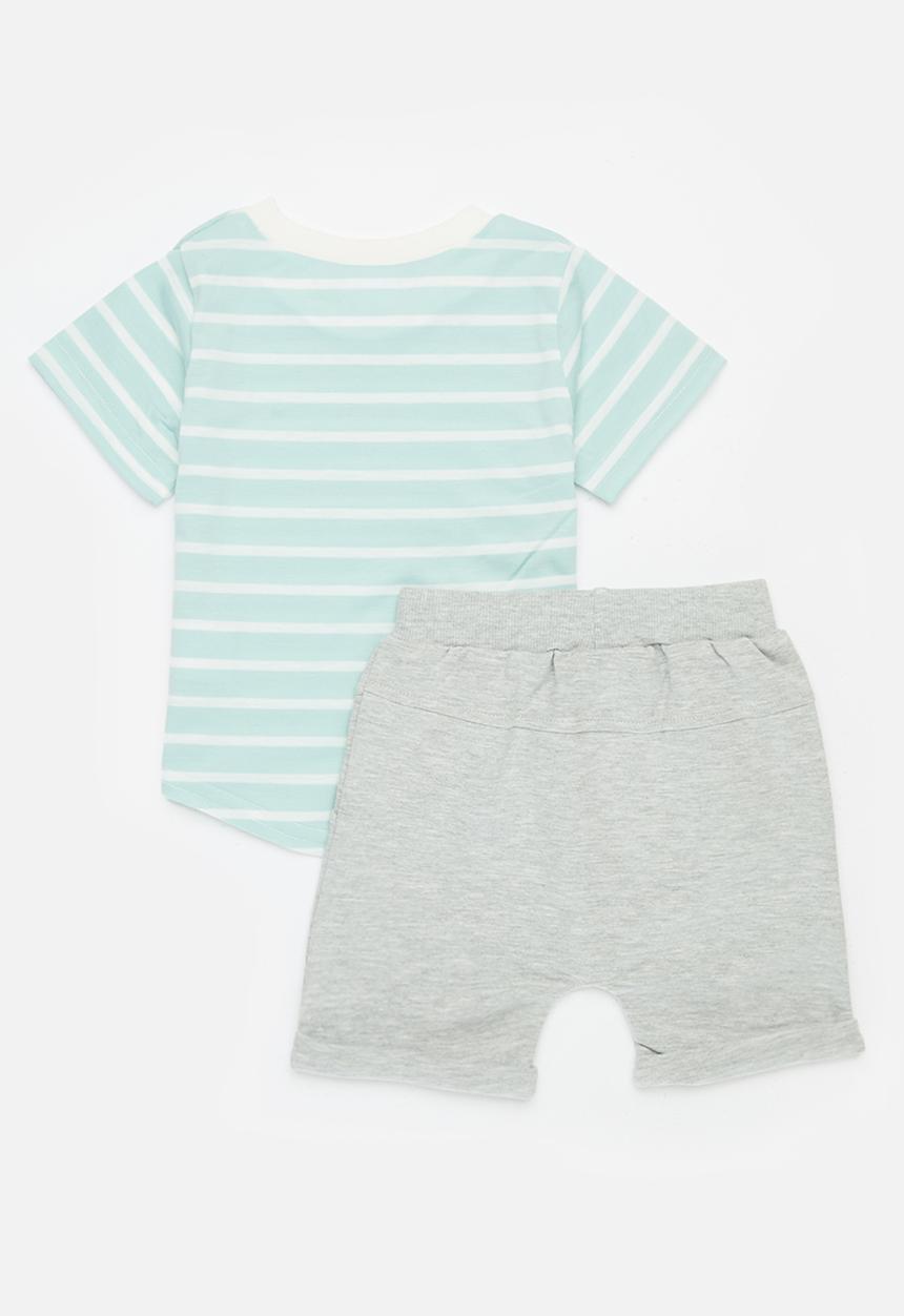 Pop Candy - Striped tee and short set - multi