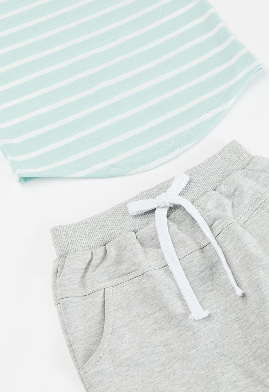 Pop Candy - Striped tee and short set - multi