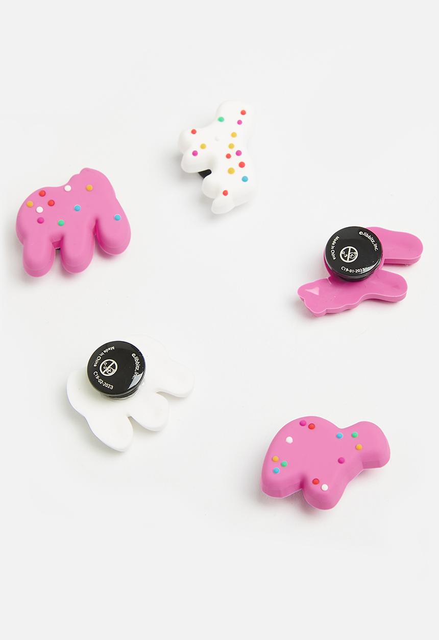 Crocs - Animal Cookies 5 Pack - White & Pink