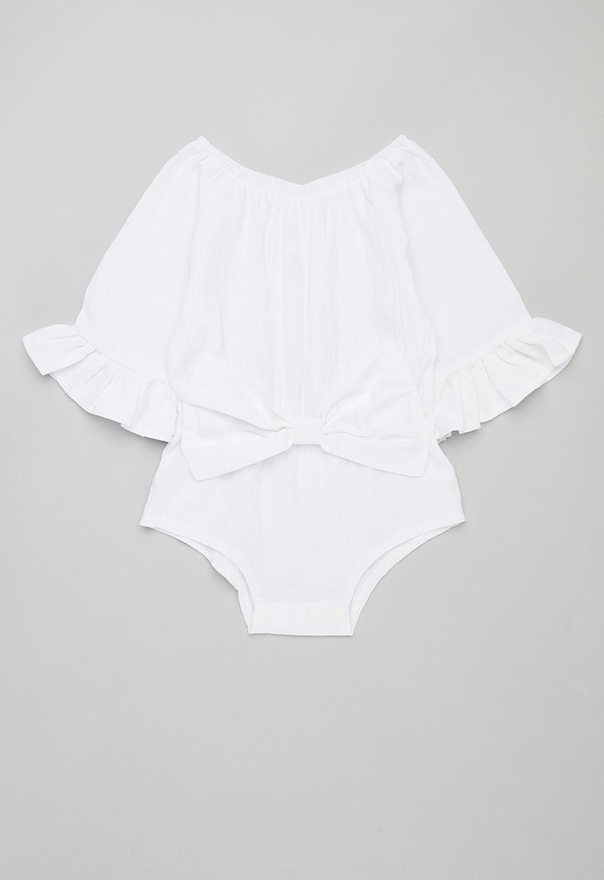 Pop Candy - Bowknot detail romper - white