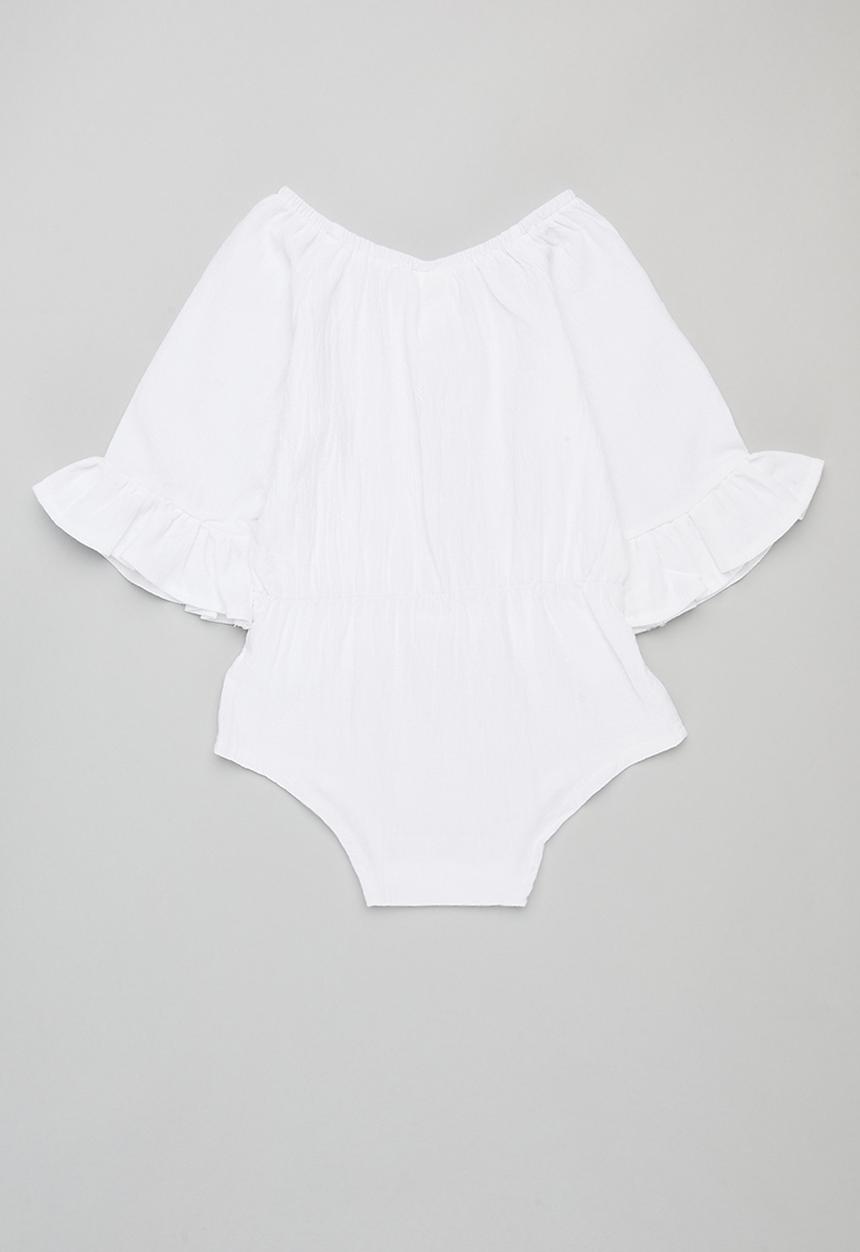 Pop Candy - Bowknot detail romper - white