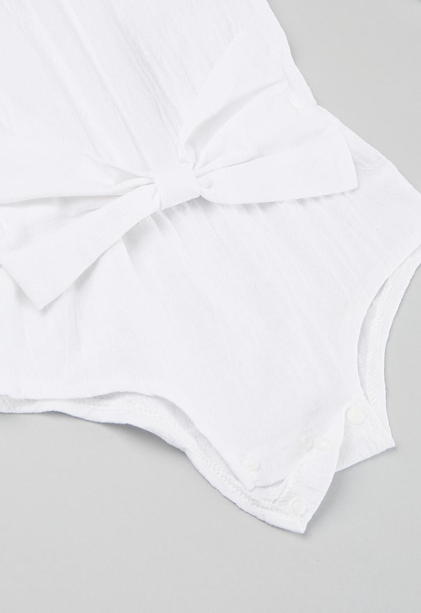Pop Candy - Bowknot detail romper - white
