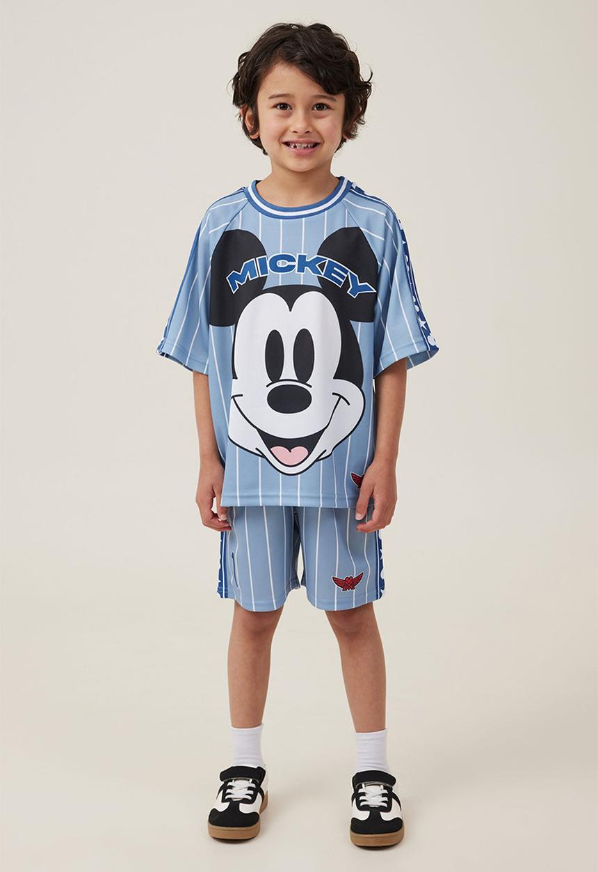 Cotton On - License soccer short - lcn dis dusty blue stripe 1/mickey