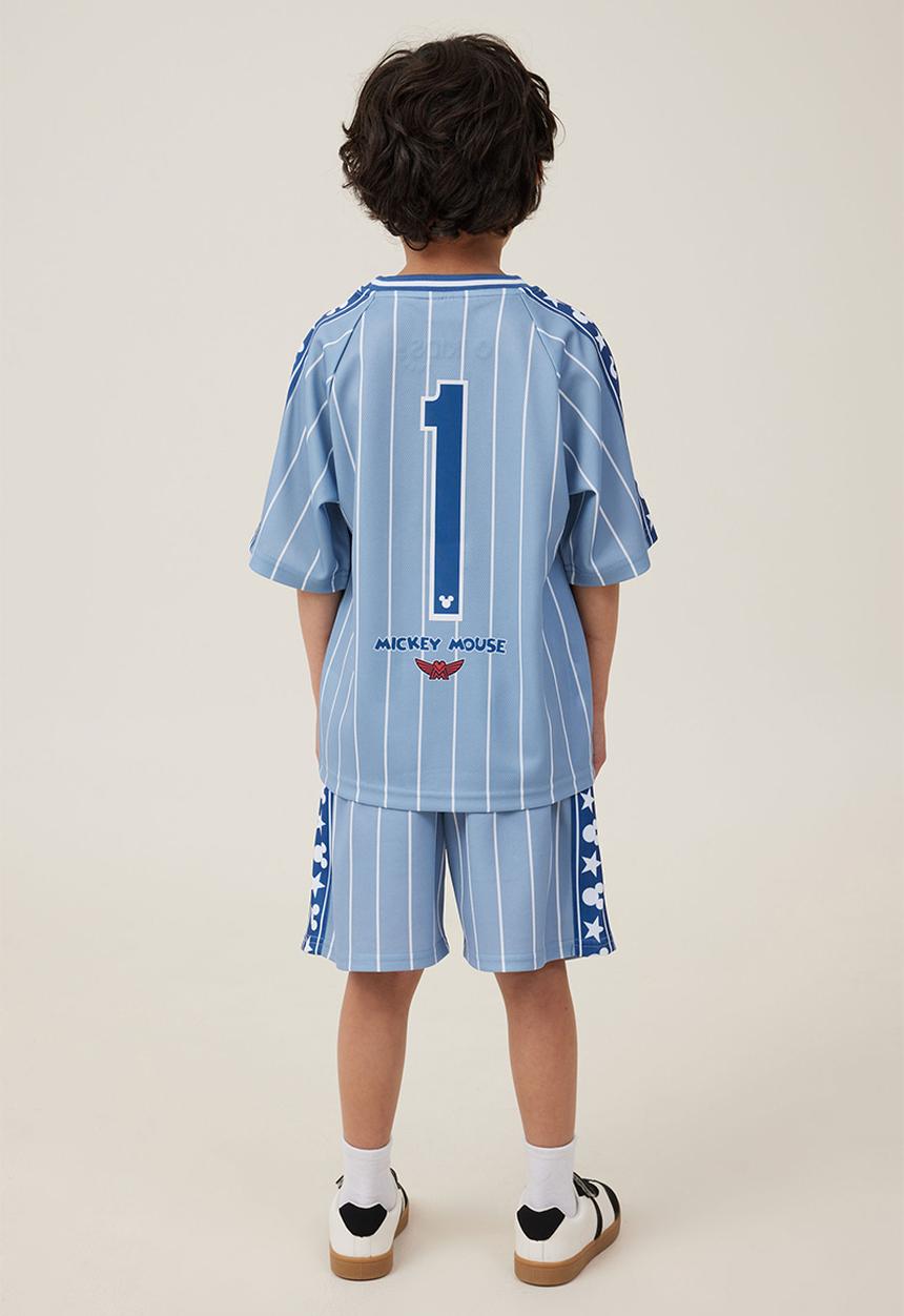 Cotton On - License soccer short - lcn dis dusty blue stripe 1/mickey
