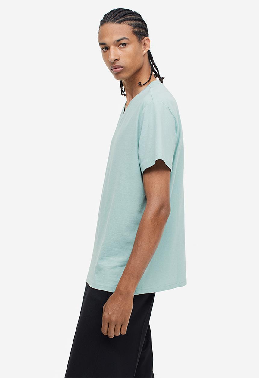 H&M - Regular fit V-neck T-shirt - turquoise