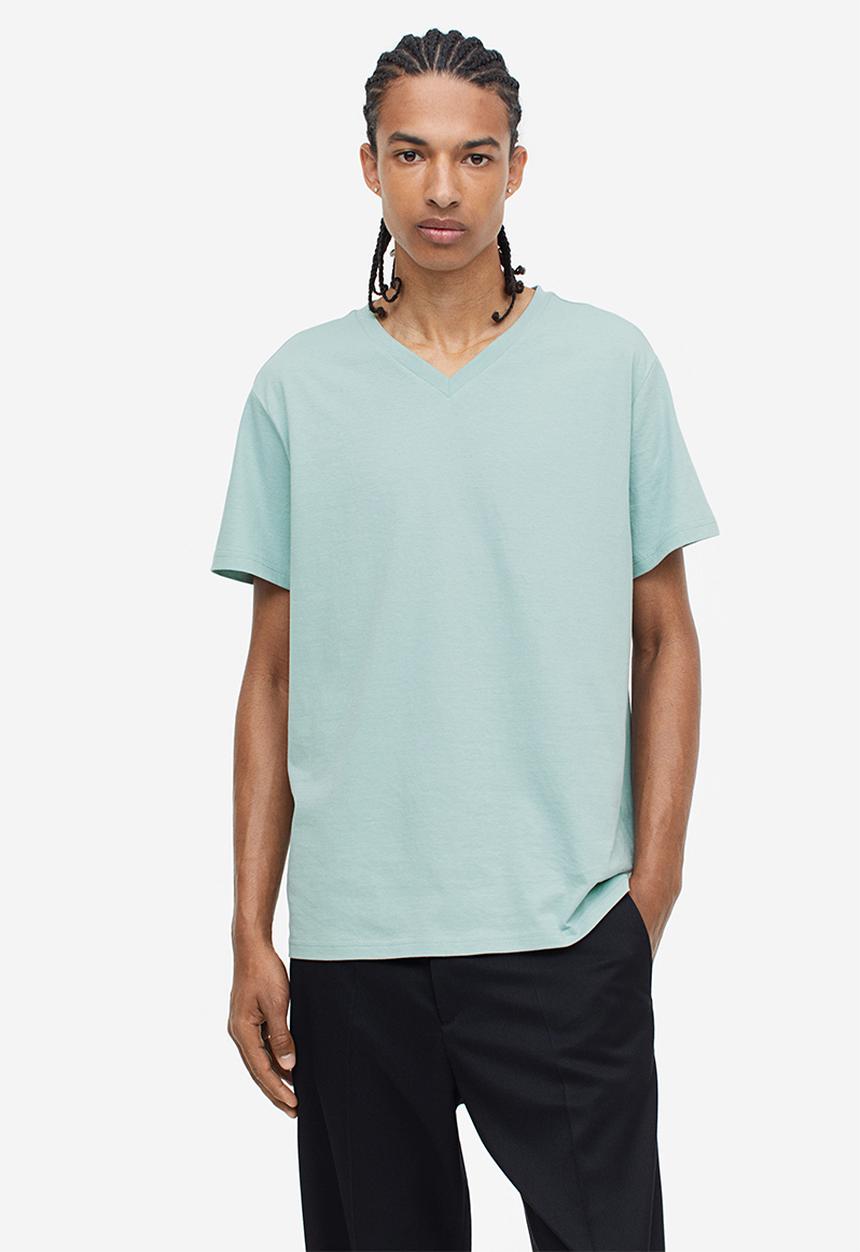 H&M - Regular fit V-neck T-shirt - turquoise