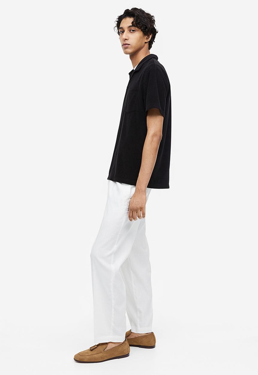 H&M - Regular fit terry polo shirt - black