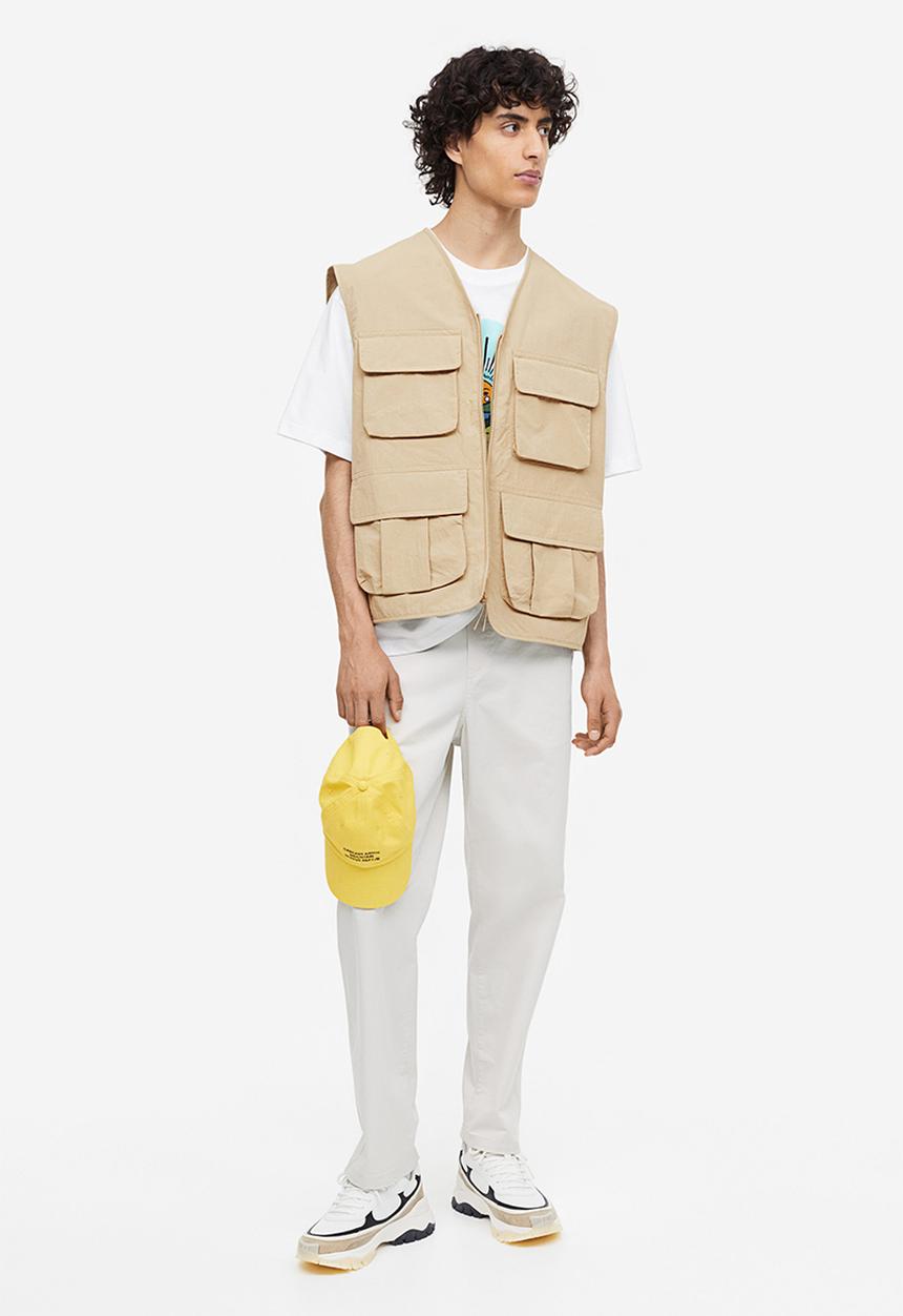 H&M - Loose fit nylon cargo gilet - beige