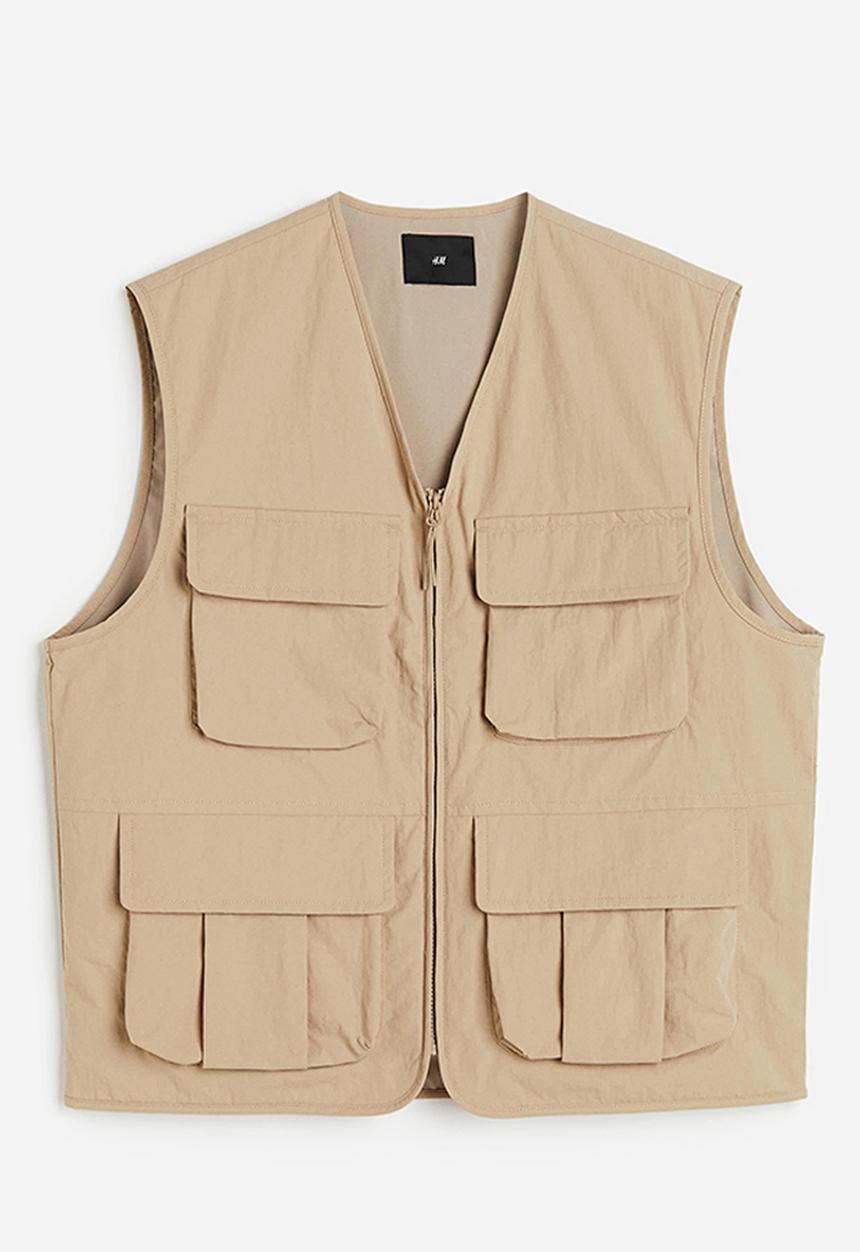 H&M - Loose fit nylon cargo gilet - beige