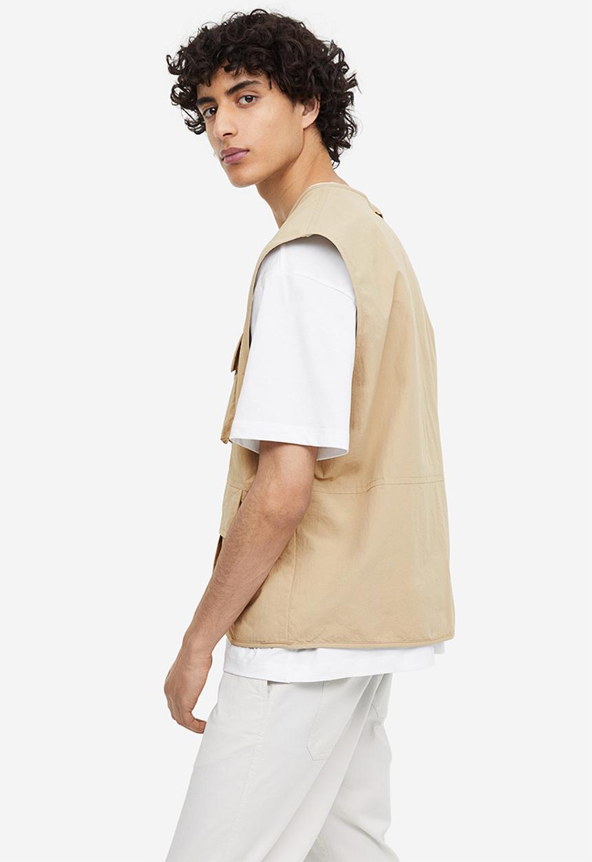 H&M - Loose fit nylon cargo gilet - beige