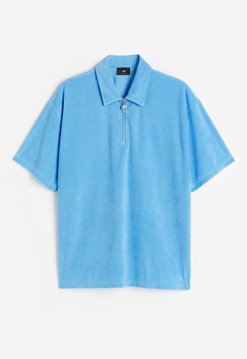 H&M - Relaxed fit terry polo shirt - blue