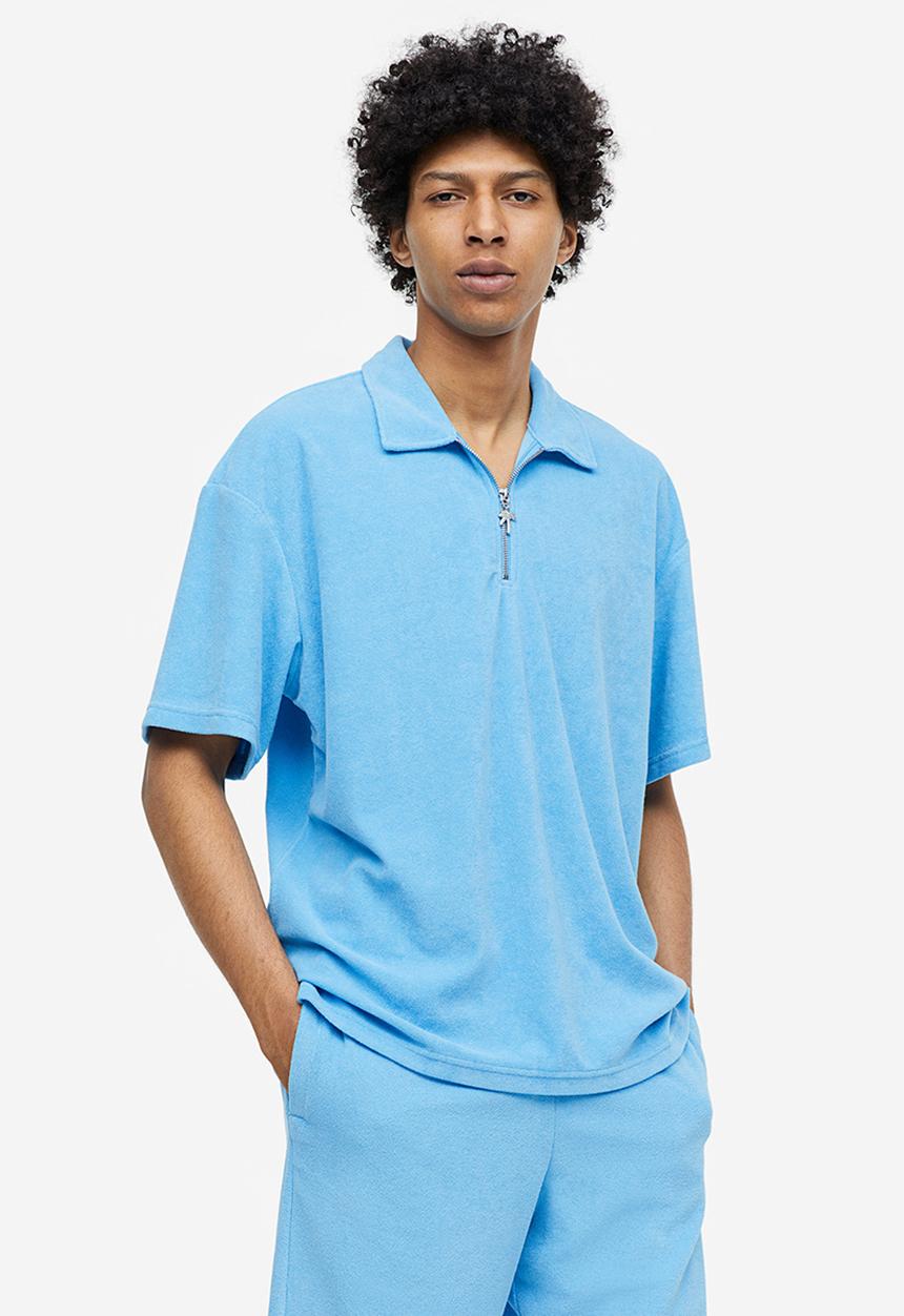 H&M - Relaxed fit terry polo shirt - blue