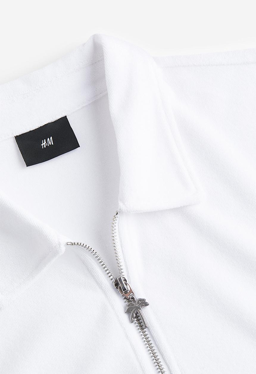 H&M - Relaxed fit terry polo shirt - white