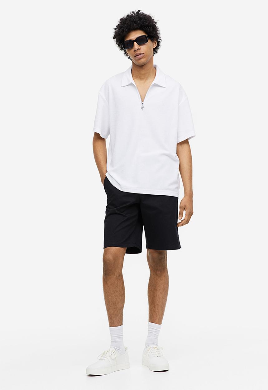 H&M - Relaxed fit terry polo shirt - white